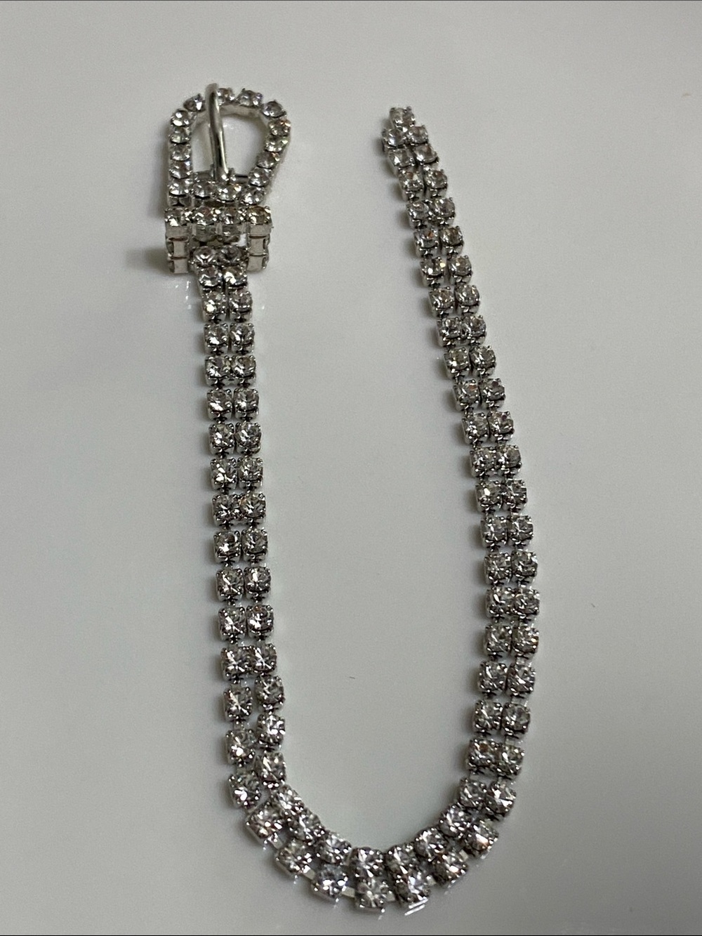 Silver Rhinestone Belt Tennis Bracelet